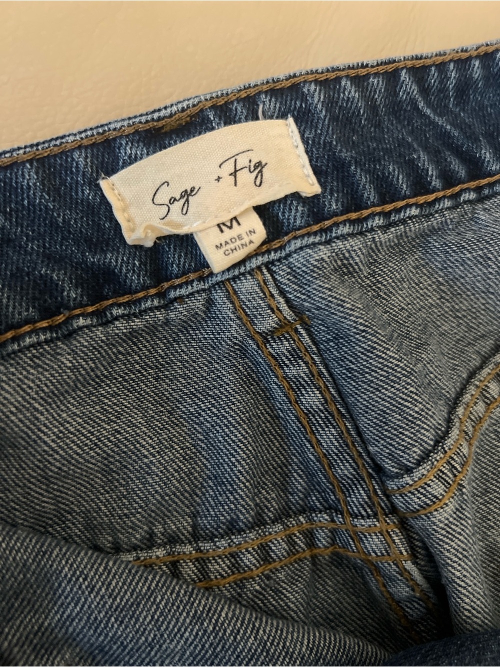 Sage & Fig Braided-Trim Wide Leg Jeans in Dark Blue Medium - Picture 7 of 14